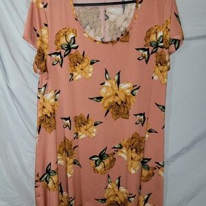Floral Print Dress in Pink and Yellow